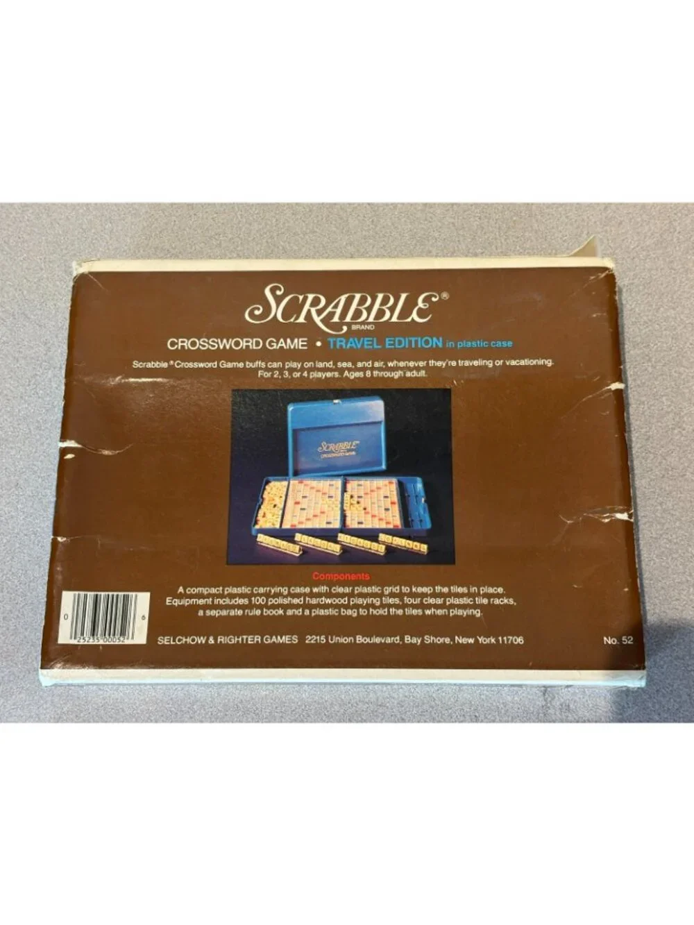 Vintage 1977 Scrabble Travel Edition Crossword Game #52 Blue Case Wood Tiles